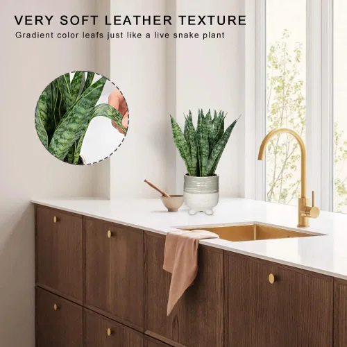 Vista 5 de Hollyone Planta de serpiente falsa de 12 pulgadas, pequeña planta de serpiente artificial en maceta con maceta de cerámica, planta Sansevieria
