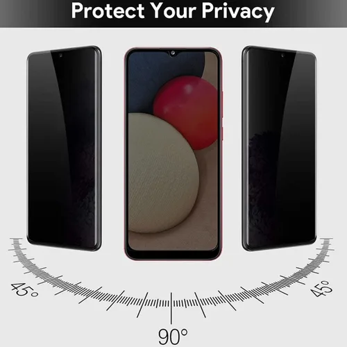 Vista 4 de Protector de pantalla de privacidad antiespía para Galaxy A02S, 2 unidades, protector de pantalla de privacidad antiespía para teléfono Samsung