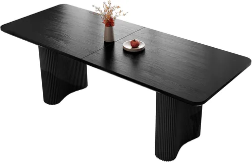 Vista 15 de Mesa de comedor de 63.14 pulgadas, mesa de cocina rectangular moderna, mesa de comedor para el hogar para cocina, bar, sala de estar, espacio Blanco