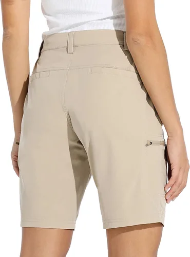 Vista 2 de Willit - shorts de senderismo para mujer, de 10 pulgadas, elásticos, para golf, activos, de secado rápido, pantalones cortos de verano