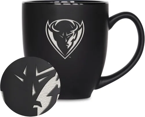 Vista 311 de Rico Industries - Taza de cerámica mate negra con grabado láser estándar de 15oz para NCAA (escuelas T & U) - Para bebidas calientes o frías