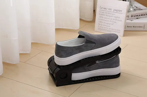 Vista 5 de Organizador de ranuras para zapatos, 20 unidades, ajustable, apilador, ahorro de espacio, soporte para zapatos de doble plataforma para organización