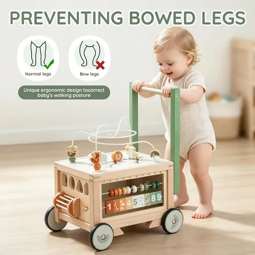 Vista 5 de Joyreal Wooden Baby Walker - 9-in-1 Push Walker with Activity Cube