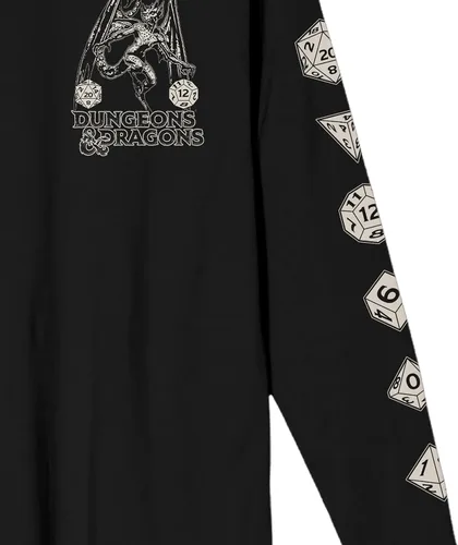 Vista 3 de Dungeons & Dragons Drawing & Dice Art Camiseta negra de manga larga para adultos