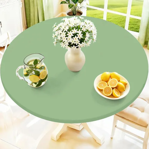 Vista 28 de Moosfor Mantel redondo de elastano, elástico ajustable impermeable para mesas de 18 a 24 pulgadas, mantel de picnic elástico lavable para Azul