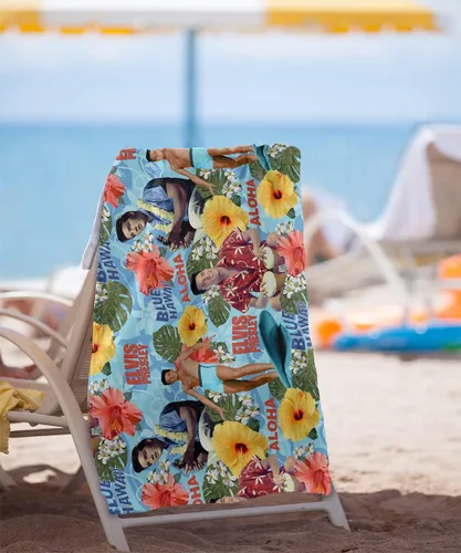 Vista 2 de Trevco Elvis Presley Blue Hawaii - Toalla de playa con licencia oficial de 30 x 60 pulgadas