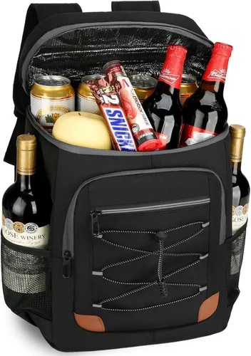 Vista 11 de Backpack Cooler Insulated Leakproof, Soft Cooler Backpack for Beach Beige - Negro - Marrón-01