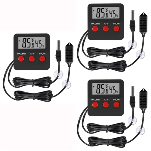 Vista 8 de Termómetro digital y termómetros de humedad para interiores y exteriores, medidor digital de temperatura e higrómetro con sonda para terrario