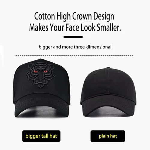 Vista 4 de Gorra de béisbol con diseño de tigre para camioneros, estilo hip hop, diseño de animales, bordado, para ampliar la parte superior dura