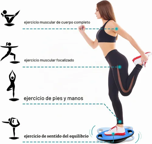 Vista 6 de Wobble Exercise Balance Board, No-Skid Surface Azul clásico