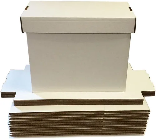 Vista 11 de Max Protection Cajas de almacenamiento de cómics, paquete de 1, cartón corto para 150 a 175 cómics, diseño de doble grosor, caja apilable de alta