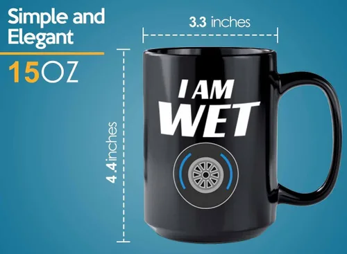 Vista 5 de Taza de café Racer de 15 onzas, color negro, I'm Wet - Fuel Speed Racer Car Guys Circuit Automotive Racing Boy Regalos para él, papá, hombres, novio
