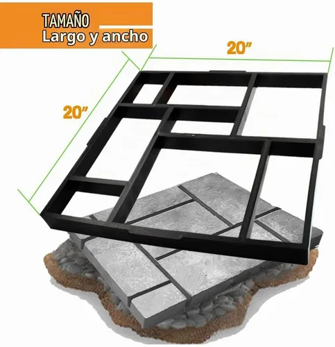 Vista 2 de Avalution Talla Grande 20"x20"x1.8" Creador de Caminos Molde de Piedra de Concreto Pathmate Reutilizable Adoquín de Piedra para Césped Patio Jardín