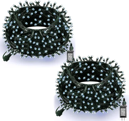Vista 26 de Dazzle Bright - Guirnalda de luces de Navidad para exteriores, 1000 luces LED de 328 pies, enchufe de luz de hada con control remoto, 8 modos