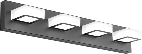 Vista 34 de Ralbay - Luz LED negra para tocador de baño, moderna, atenuable con 5 temperaturas de color, accesorios de iluminación de pared de acrílico negro