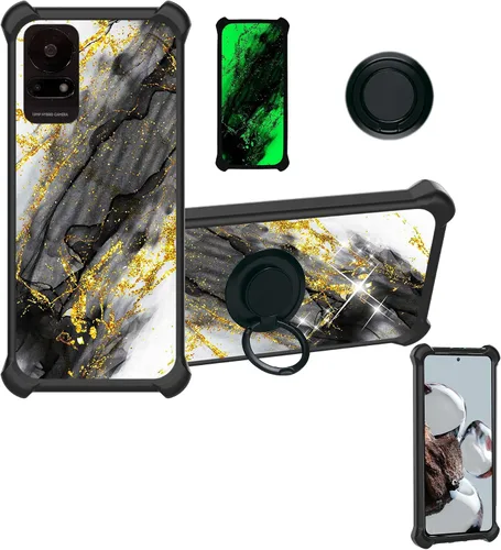 Vista 8 de Aroepurt Cricket Ovation 2 - Funda compatible con AT&T Maestro Max (2021) [PC duro + silicona suave] [purpurina dorada + luminosa] JSH-HDL