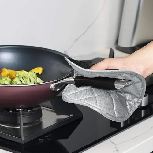 Vista 6 de 24 soportes para ollas a granel para cocina, resistentes al calor, agarraderas de algodón de 7 x 7 pulgadas con bucles para colgar, almohadillas