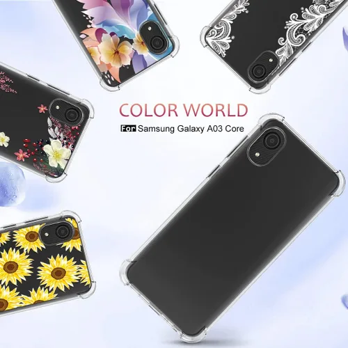 Vista 6 de Osophter Funda para Galaxy A03 Core con 2 protectores de pantalla transparente esquinas reforzadas TPU absorción de golpes flexible para Samsung