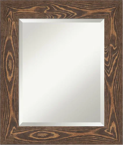 Vista 7 de Amanti Art Espejo de pared marrón de 26 x 22 pulgadas, espejo rectangular de baño de Alejandría marrón rústico para decoración de pared, sala