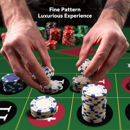 Vista 5 de YUZPKRSI Alfombrilla de póquer de 70 x 35 pulgadas verde + alfombrilla de ruleta