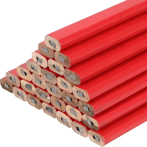 Vista 3 de SINJEUN 144 lápices de carpintero rojo de 7 pulgadas, lápiz de madera plano octogonal, lápices profesionales de grafito duro duro de grafito duro