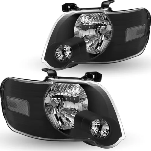 Vista 11 de Conjunto de faros delanteros TUSDAR para Ford Explorer 06-10 Carcasa negra con reflector ámbar