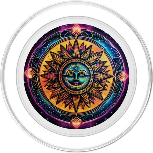Vista 2 de Retro Synthwave Celestial Sun Decor classic Anime 80s Print PopSockets MagSafe PopGrip for iPhone