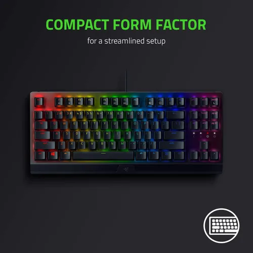 Vista 4 de Razer BlackWidow V3 Tenkeyless - Teclado mecánico para juegos Teclas mecánicas Razer - Iluminación RGB Chroma - Factor de forma compacto