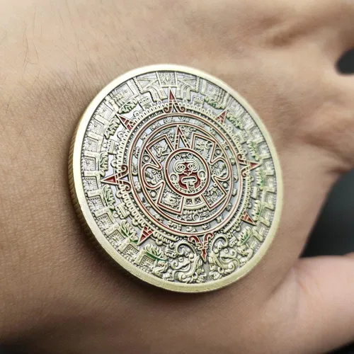 Vista 3 de Aomcisi México Calendario Maya Arte Azteca Profecía Cultura Moneda de Desafío