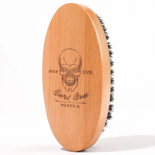 Vista 8 de Soft Boar Bristle Beard Brush for Men Cerdas de jabalí suaves y lisas, estampado de calavera, tamaño de viaje de bolsillo pequeño Cráneo