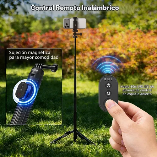 Vista 6 de SmallRig - Trípode extensible para selfie stick de 59 pulgadas con control