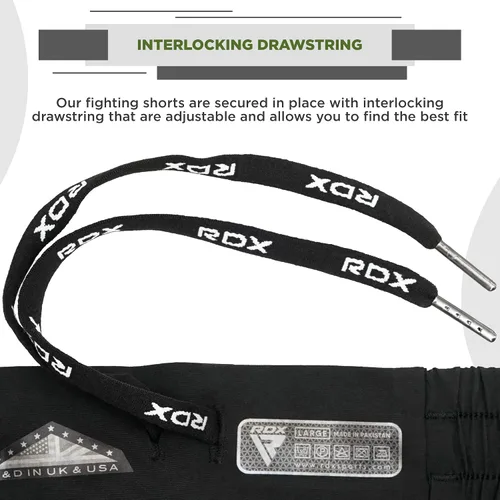 Vista 4 de RDX Pantalones cortos de MMA para entrenamiento y kickboxing Pantalones cortos de lucha para artes marciales, pelea de jaulas, Muay Thai, BJJ