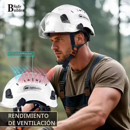 Vista 5 de Casco de Seguridad de Construcción con Visera Casco Duro ABS Cascos Duros de Ventilación Ajustable Protección de Cabeza de Trabajo Industrial