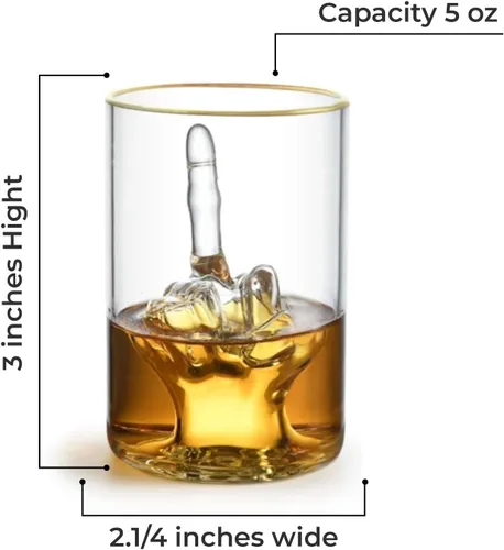 Vista 4 de Vasos de chupito personalizados – Vaso pequeño 3D de dedo medio de 4 onzas para chupitos de tequila – 1 pieza de vasos de chupito mini con vidrio