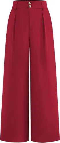 Vista 9 de BTFBM Pantalones de vestir de pierna ancha para mujer, trajes casuales de Negro