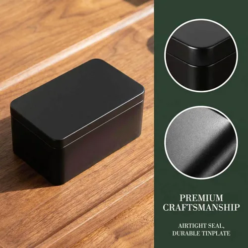 Vista 2 de Hemoton Recipiente de té rectangular con tapa, pequeño recipiente de té suelto para almacenamiento de hojas, organizador de caramelos, caja