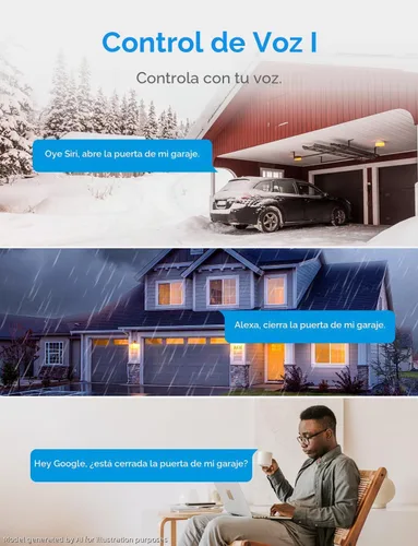 Vista 5 de Meross Control remoto inteligente para abrir puerta de garaje con antena externa, hasta 3 puertas individuales, compatible con Apple HomeKit, Amazon