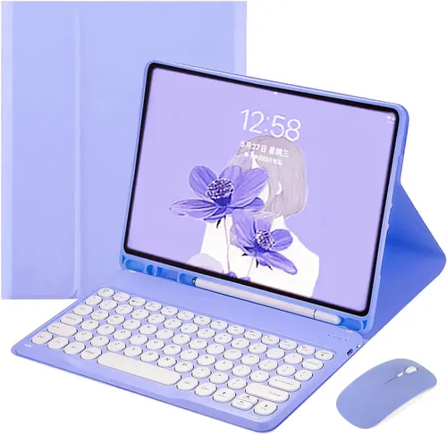 Vista 11 de Funda para teclado Galaxy Tab S6 Lite de 10.4 pulgadas 2024/2022/2020 con mouse Bluetooth, teclado magnético desmontable a color, teclado Bluetooth