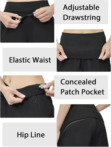 Vista 4 de MELOO Women's Athletic Running Shorts - Summer Drawstring Elastic Comfy Sweat Shorts - High Waist Lightweight Running Shorts
