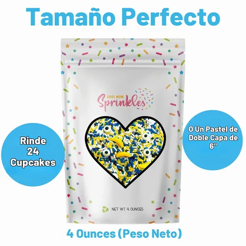 Vista 5 de COOL MOM SPRINKLES Chispitas Azules y Amarillas (4 oz.) – Chispitas Temáticas de Cumpleaños para Decorar Pasteles, Cupcakes, Galletas y Postres