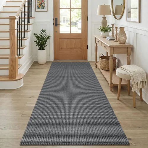 Vista 76 de KOZYFLY - Tapete para puerta de interior, lavable, pequeña, antideslizante, con respaldo de goma, felpudo de algodón para el hogar, color negro