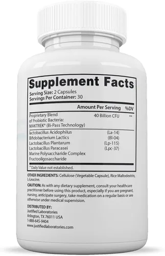 Vista 4 de Justified Laboratories Best Breath Max 40 mil millones de UFC Probiótico Apoyo Oral 60 Cápsulas