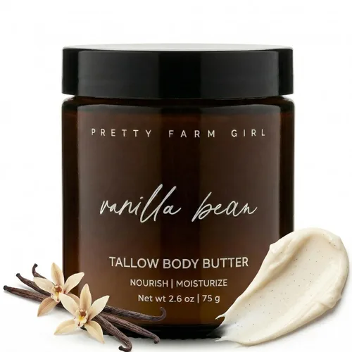 Vista 12 de Pretty farm girl Tallow + Tansy Body Butter - Hidratante batido con hierba seca alimentada con pasto y tanaceto azul - Hidratación no grasa