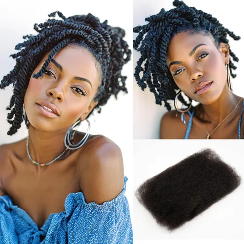 Vista 10 de Extensiones de cabello 100 % humano afro afro rizado a granel color castaño caoba a granel, 3 paquetes de 4.23 oz, extensiones de cabello rizado