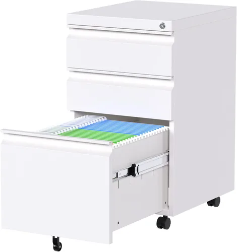 Vista 17 de METAN - Archivador de 2 cajones con cerradura, móvil para debajo del escritorio, archivador para oficina tamaño legal/carta, totalmente ensamblado
