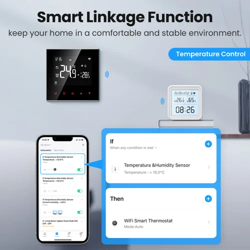 Vista 4 de Sensor de temperatura y humedad WiFi: higrómetro digital inalámbrico para interiores con alertas de aplicación y pantalla de retroiluminación
