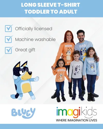 Vista 4 de Bluey Bingo Chilli Mom Bandit Dad Long Sleeve Matching Family T-Shirt Toddler to Adult