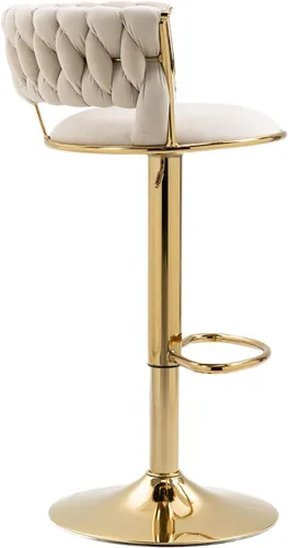 Vista 8 de RXR - Juego de 2 taburetes de bar de terciopelo, taburetes de bar de altura de mostrador con altura ajustable y taburete giratorio de 360°, silla