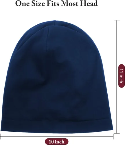 Vista 30 de 4 Pieces Satin Lined Beanie Cap Satin Sleep Lined Hat Slouchy Beanie Hat Night Silk Hair Cap for Women Men