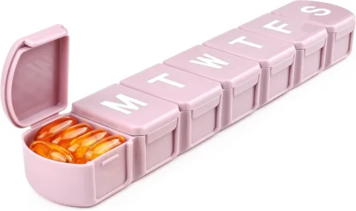Vista 8 de Organizador semanal de pastillas XL de 7 días, dispensador jumbo de 1 semana una vez al día, MOLN HYMY contenedor diario de medicina